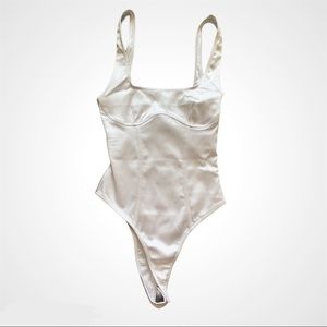 NWOT White Fox satin bodysuit